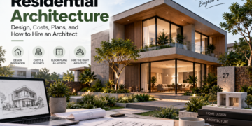 Modern residential architecture with custom home design, floor plans, and architectural planning