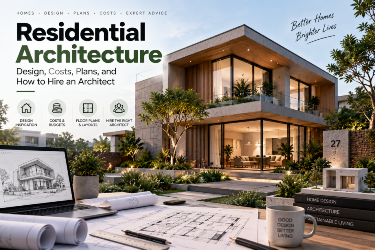 Modern residential architecture with custom home design, floor plans, and architectural planning